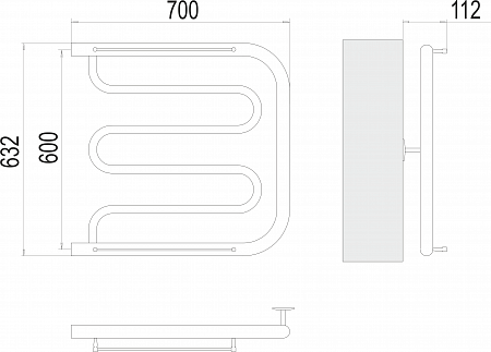 Фокстрот БШ 600х700 Полотенцесушитель  TERMINUS Бузулук - фото 3
