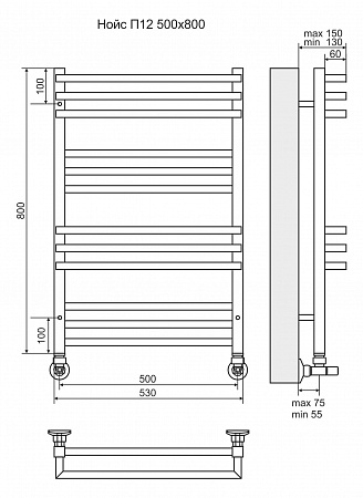 Нойс П12 500х800 Полотенцесушитель  TERMINUS Бузулук - фото 3
