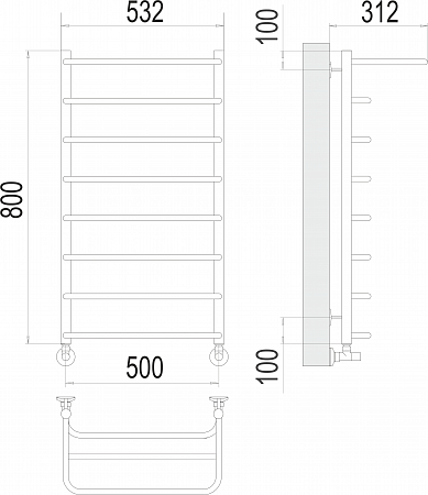 Полка П8 500х800  Полотенцесушитель  TERMINUS Бузулук - фото 3