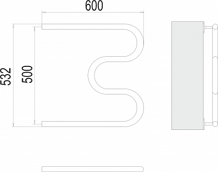 М-обр AISI 32х2 500х600 Полотенцесушитель  TERMINUS Бузулук - фото 3