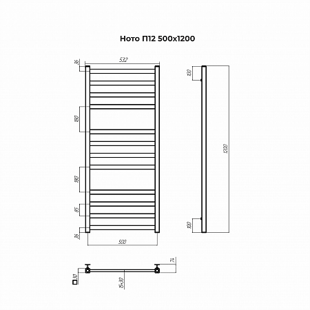 Ното П12 500х1200 Полотенцесушитель TERMINUS Бузулук - фото 3