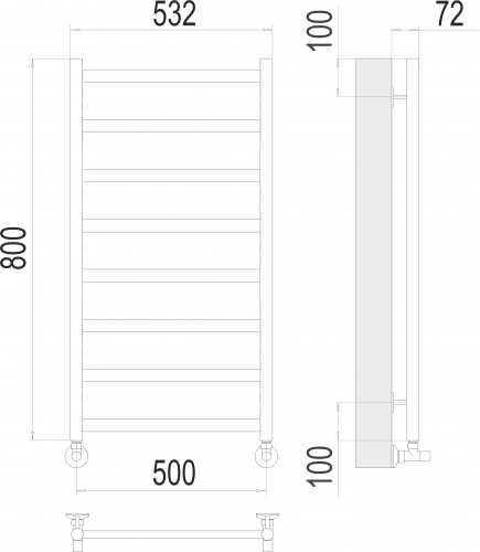 Аврора П8 500х800 Полотенцесушитель TERMINUS 9005 матовый
