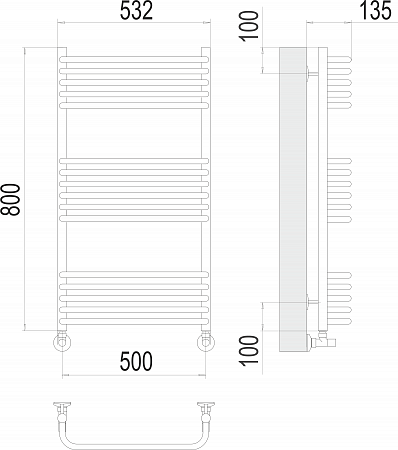 Стандарт П16 500х800 Полотенцесушитель  TERMINUS Бузулук - фото 3