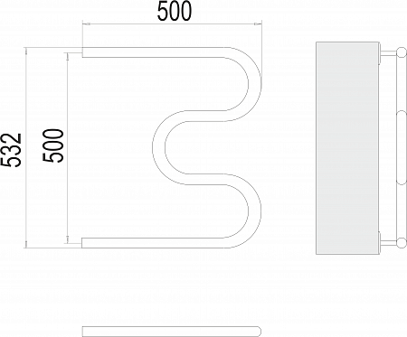 М-обр AISI 32х2 500х500 Полотенцесушитель  TERMINUS Бузулук - фото 3