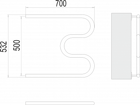 М-обр AISI 32х2 500х700 Полотенцесушитель  TERMINUS Бузулук - фото 3