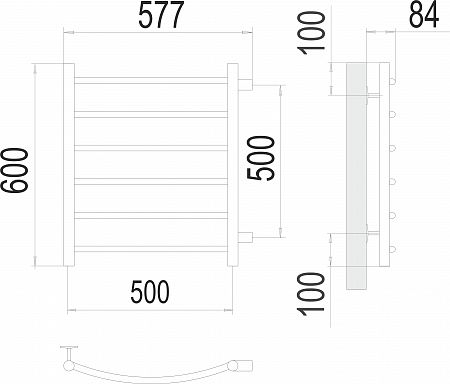 Классик П6 500х600 бп500 Полотенцесушитель  TERMINUS Бузулук - фото 3