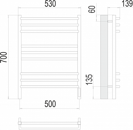 Соренто П9 500х700 электро (sensor quick touch) Полотенцесушитель  TERMINUS Бузулук - фото 3