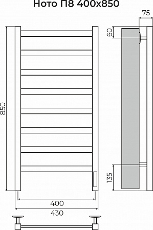 Ното П8 400х850 Электро (quick touch) Полотенцесушитель TERMINUS Бузулук - фото 3