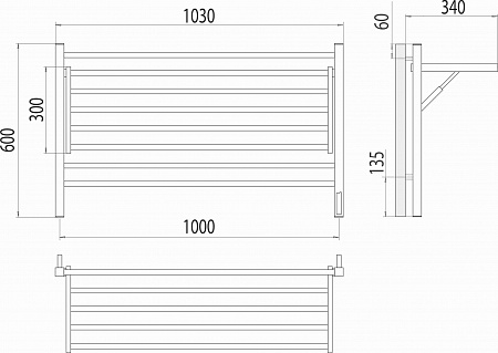 Горизонт П8 1000х600 электро КС ЧЕРНЫЙ МУАР (sensor quick touch) Полотенцесушитель TERMINUS Бузулук - фото 5